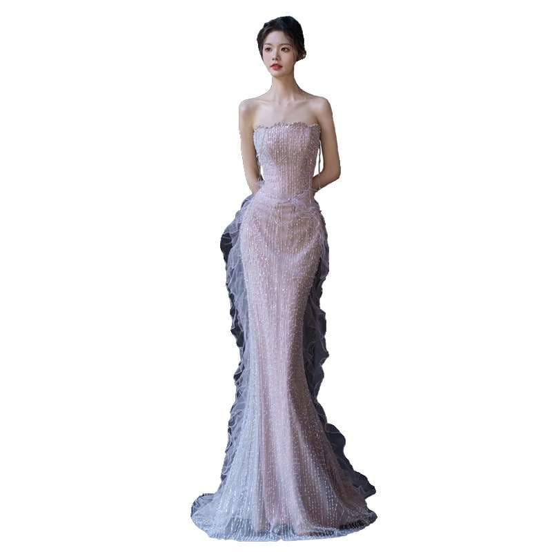 カラードレス ラメ煌めく マーメイドラインドレス