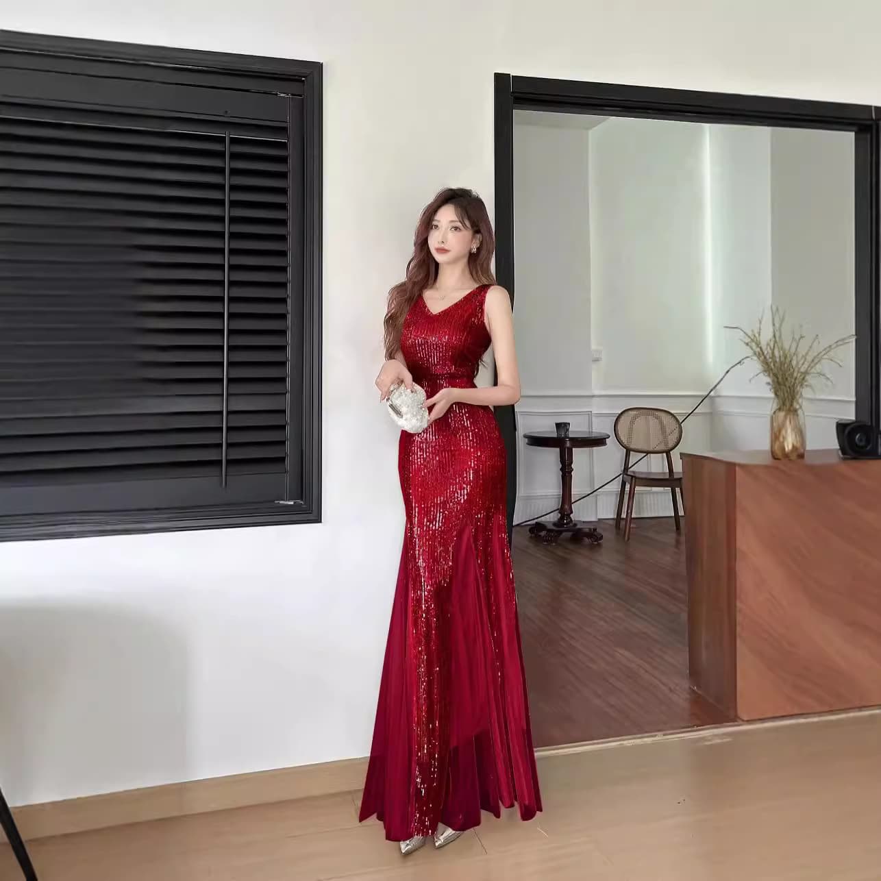 カラードレス きらめき輝くマーメイドスタイルドレス