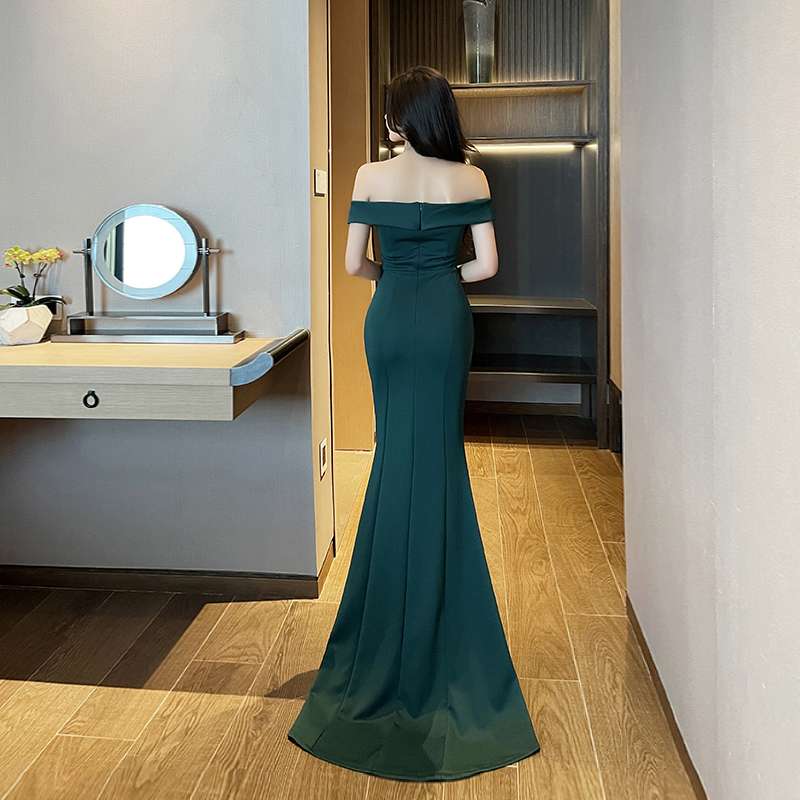 カラードレス オフショルダーマーメイドロングドレス