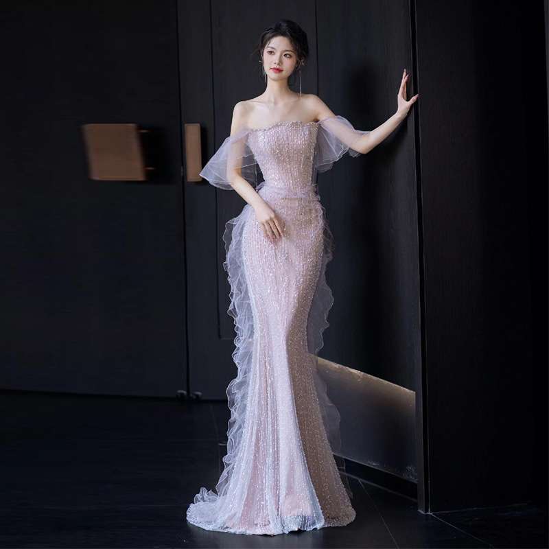 カラードレス ラメ煌めく マーメイドラインドレス