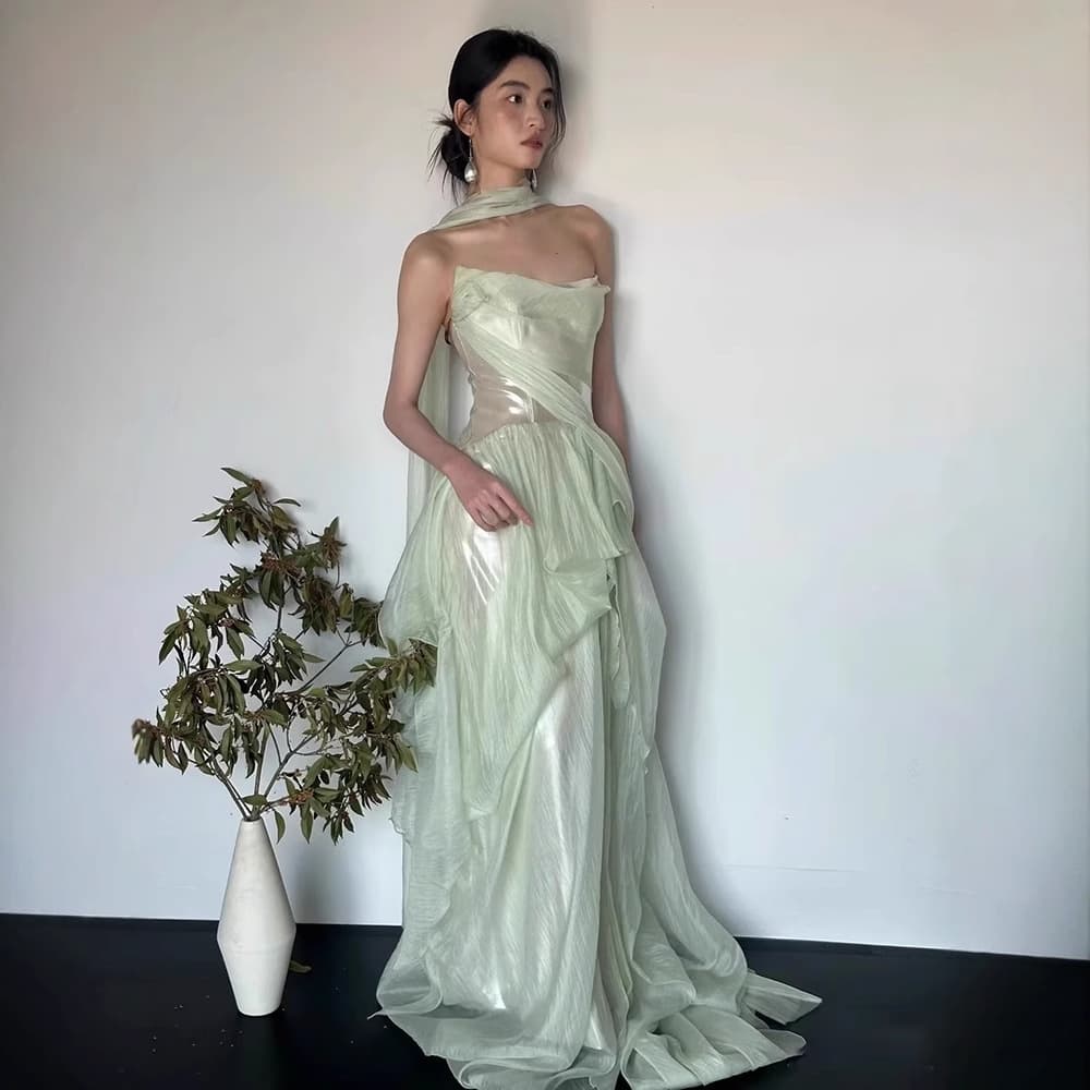 カラードレス カラードレス エアリーシルエット ドレープドレス