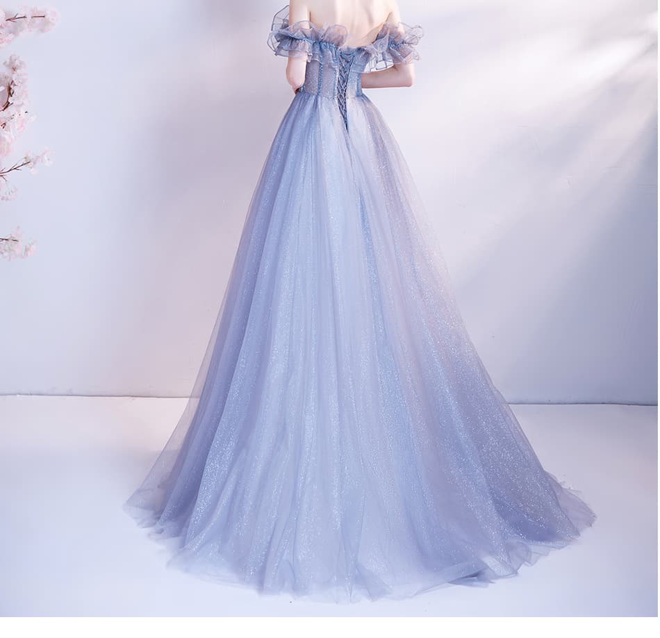 カラードレス カラードレス 煌めき舞うチュールロングドレス