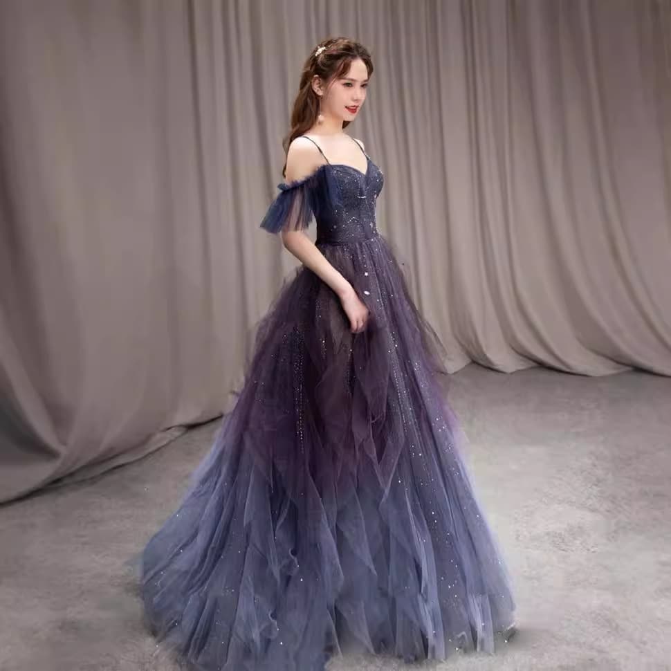 カラードレス 星空の煌めきチュールドレス