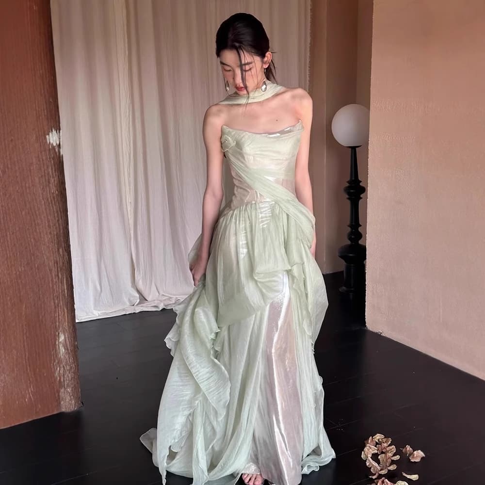 カラードレス カラードレス エアリーシルエット ドレープドレス