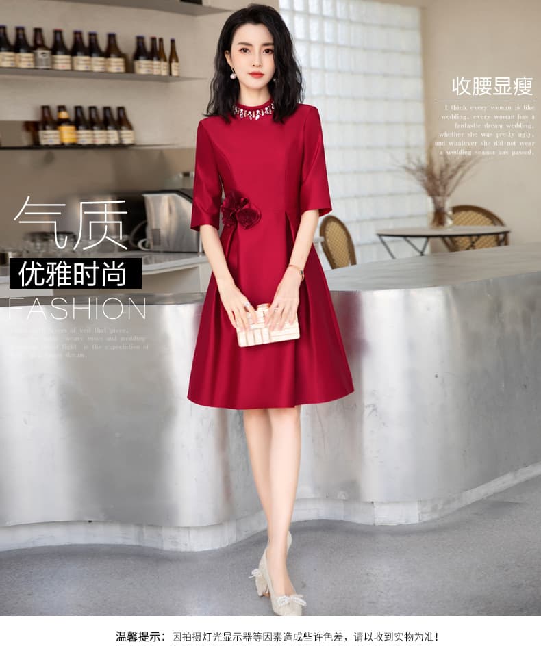 カラードレス 立体花飾り付きラグジュアリーワンピース