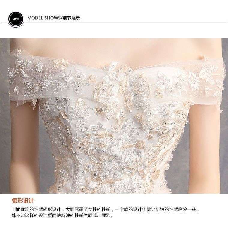 カラードレス シンプル優雅なオフショルダープリンセスドレス