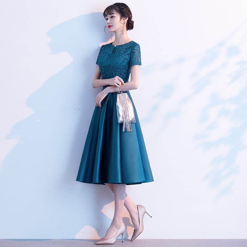 カラードレス レース切替 優美シルエットドレス